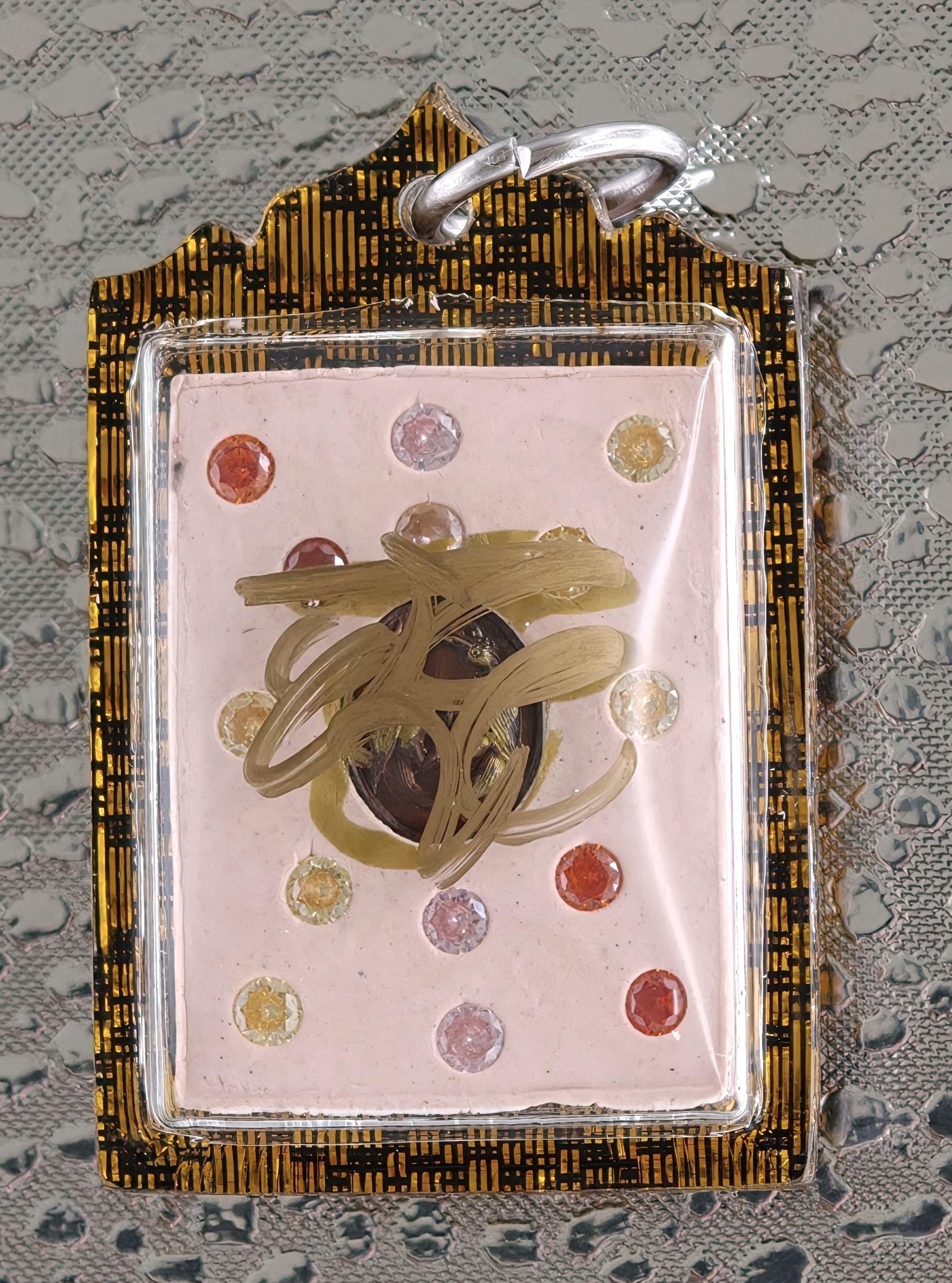 Kruba Baeng Salika Koo Maha Sanaeh – Gemstone & Takrut (Yellow Bird Tail) – Wat Ban Tanod - Image 2
